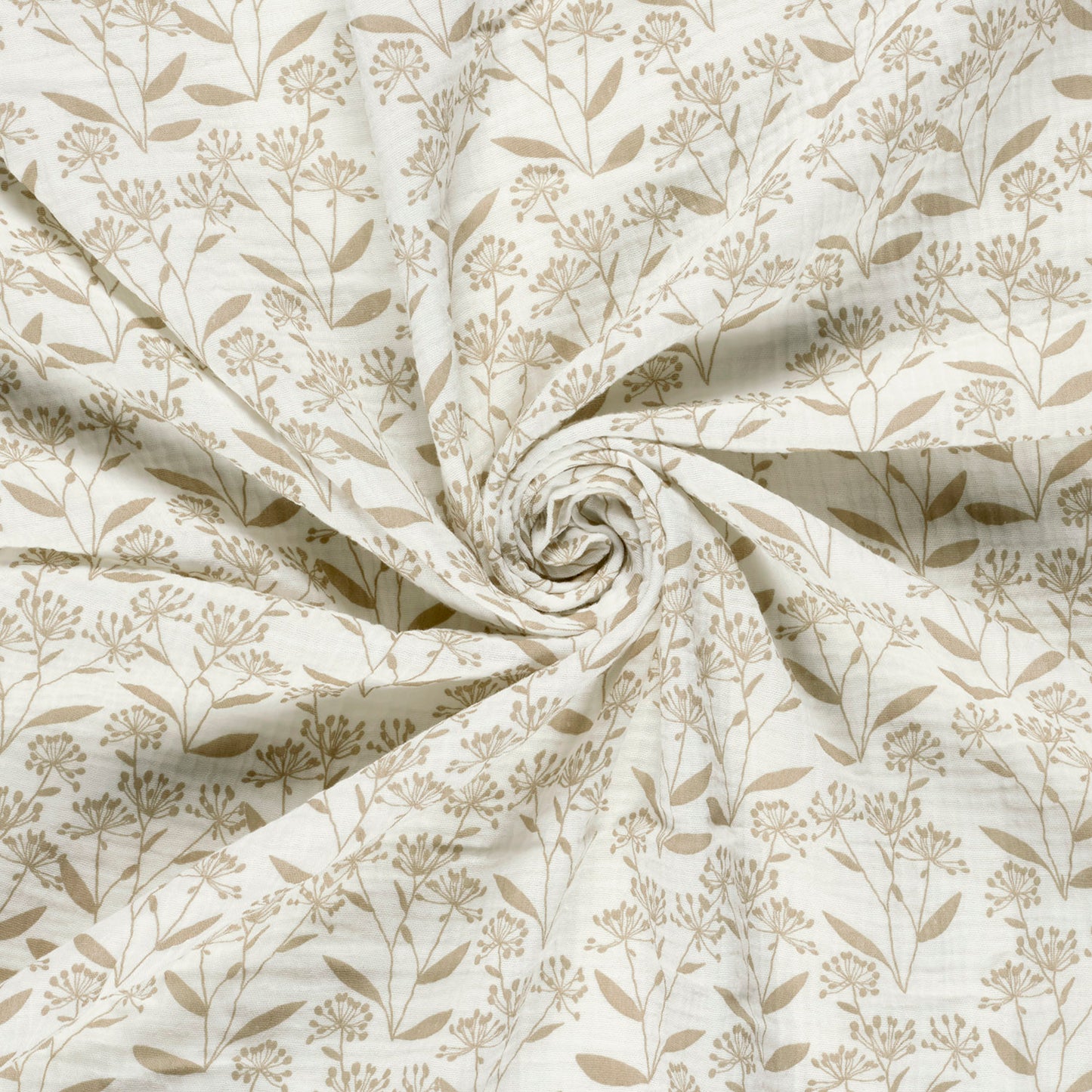 Muselina Bumbac Imprimeu Floricele Off White