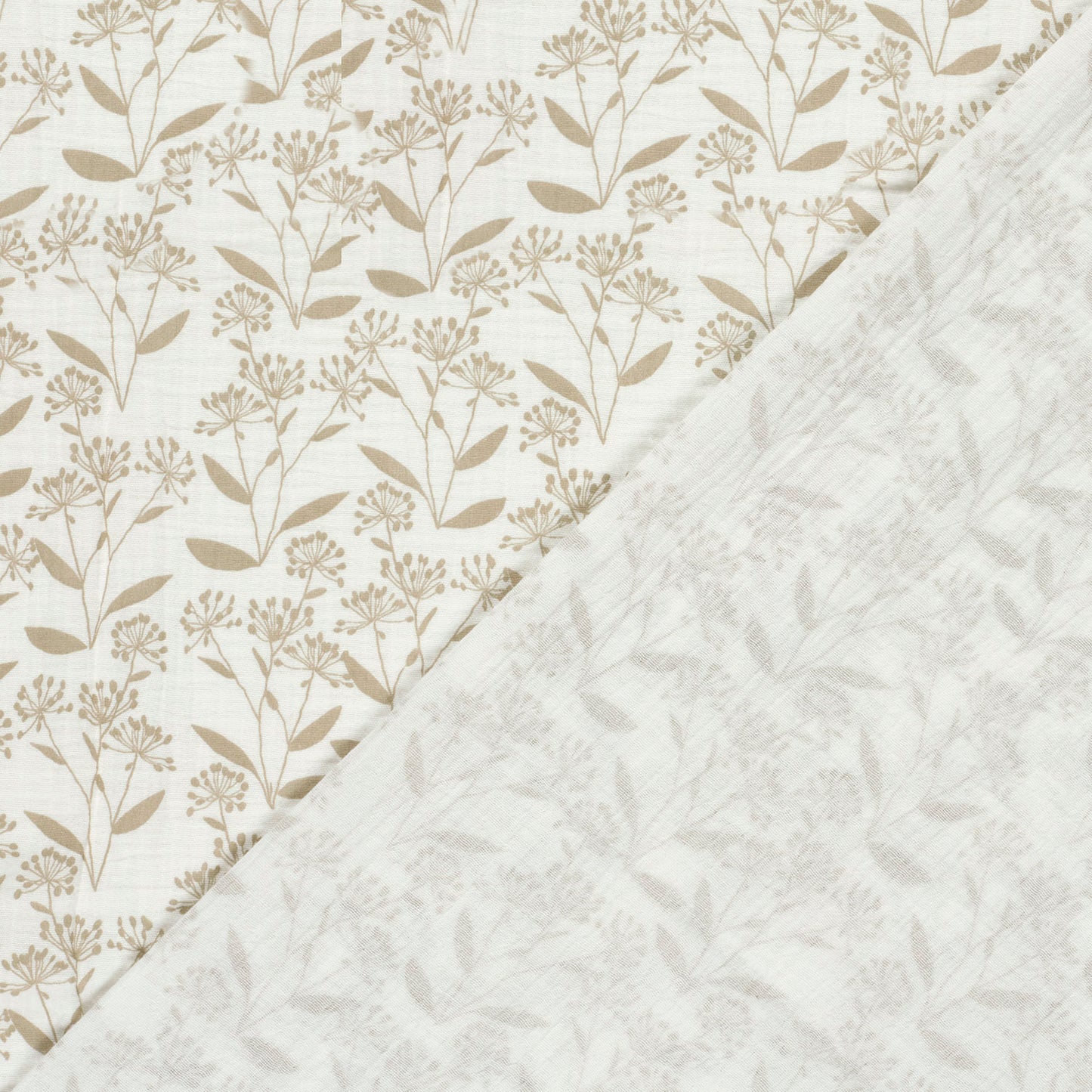 Muselina Bumbac Imprimeu Floricele Off White