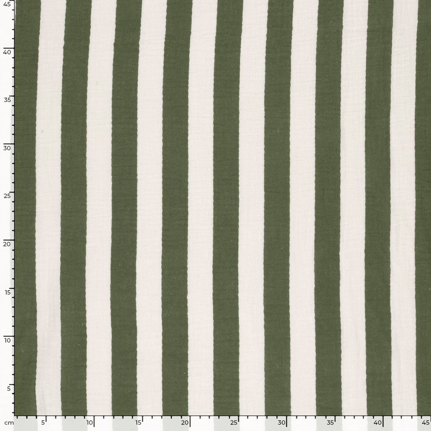 Muselina Bumbac Imprimeu Dungi Alb/Verde Khaki