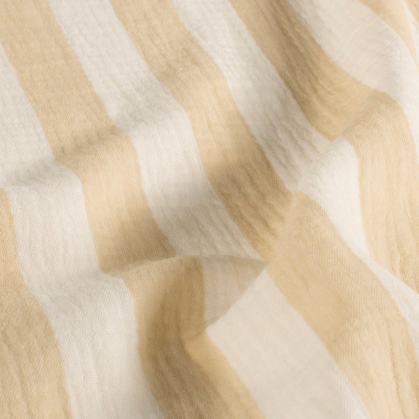 Muselina Bumbac Imprimeu Dungi Off White/Galben
