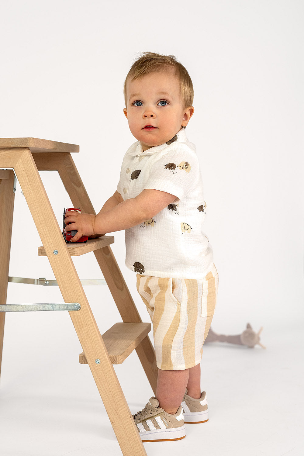 Muselina Bumbac Imprimeu Dungi Off White/Galben