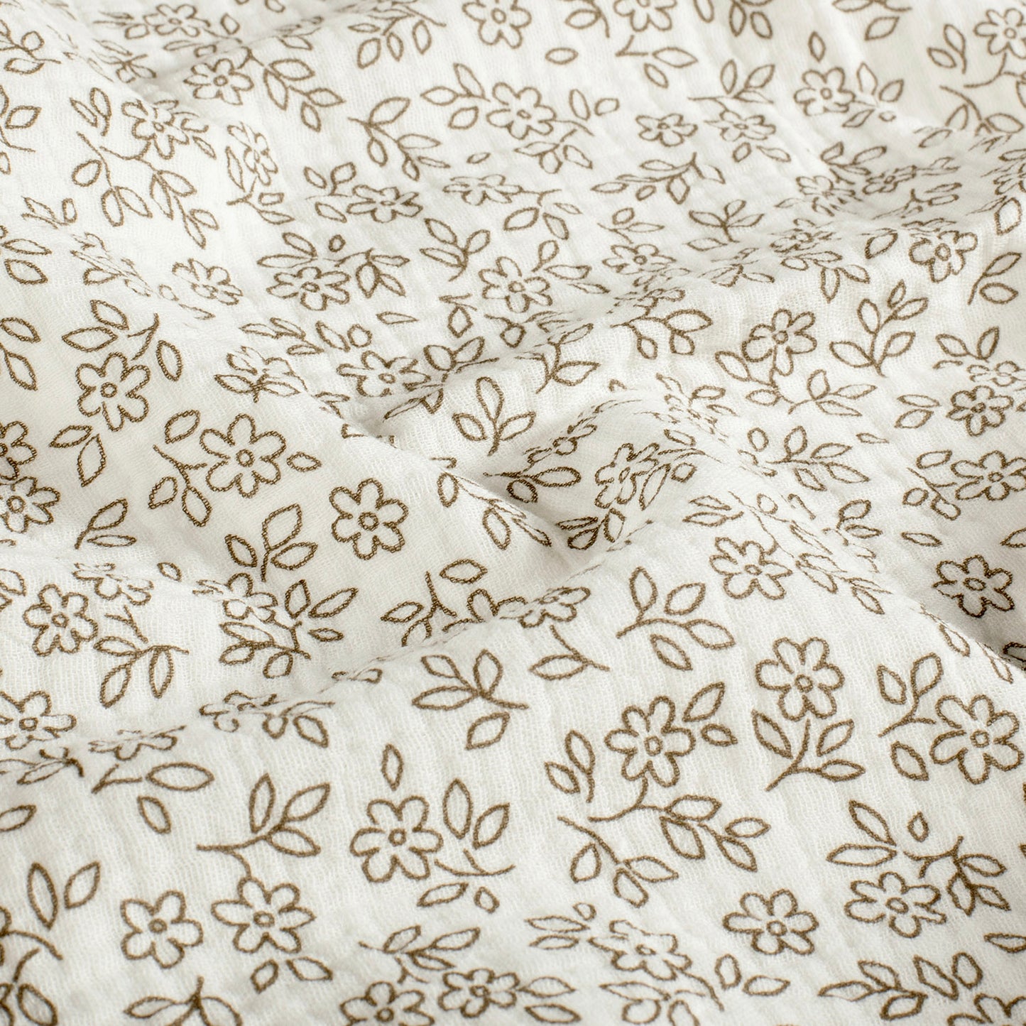 Muselina Bumbac Imprimeu Flori Off White