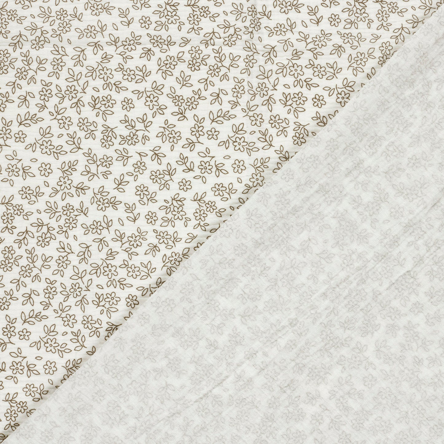 Muselina Bumbac Imprimeu Flori Off White