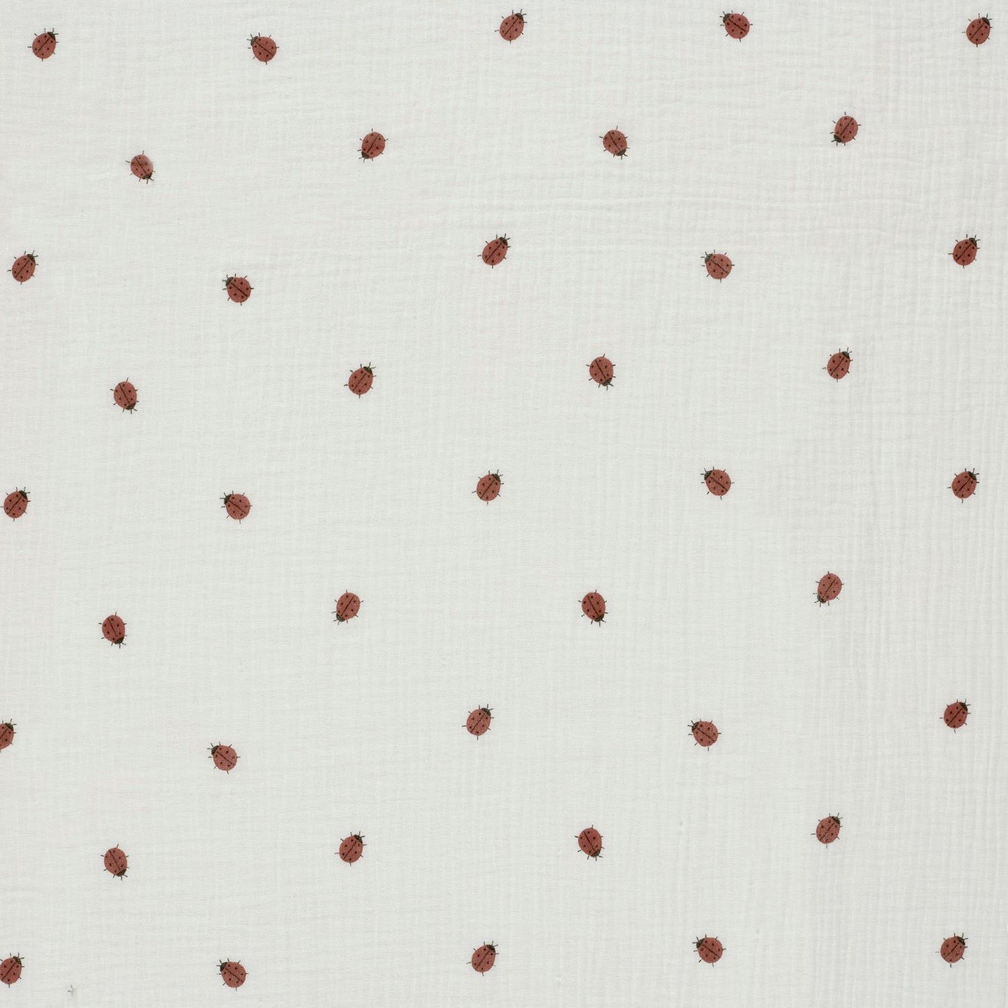 Muselina Bumbac Imprimeu Buburuze Off White