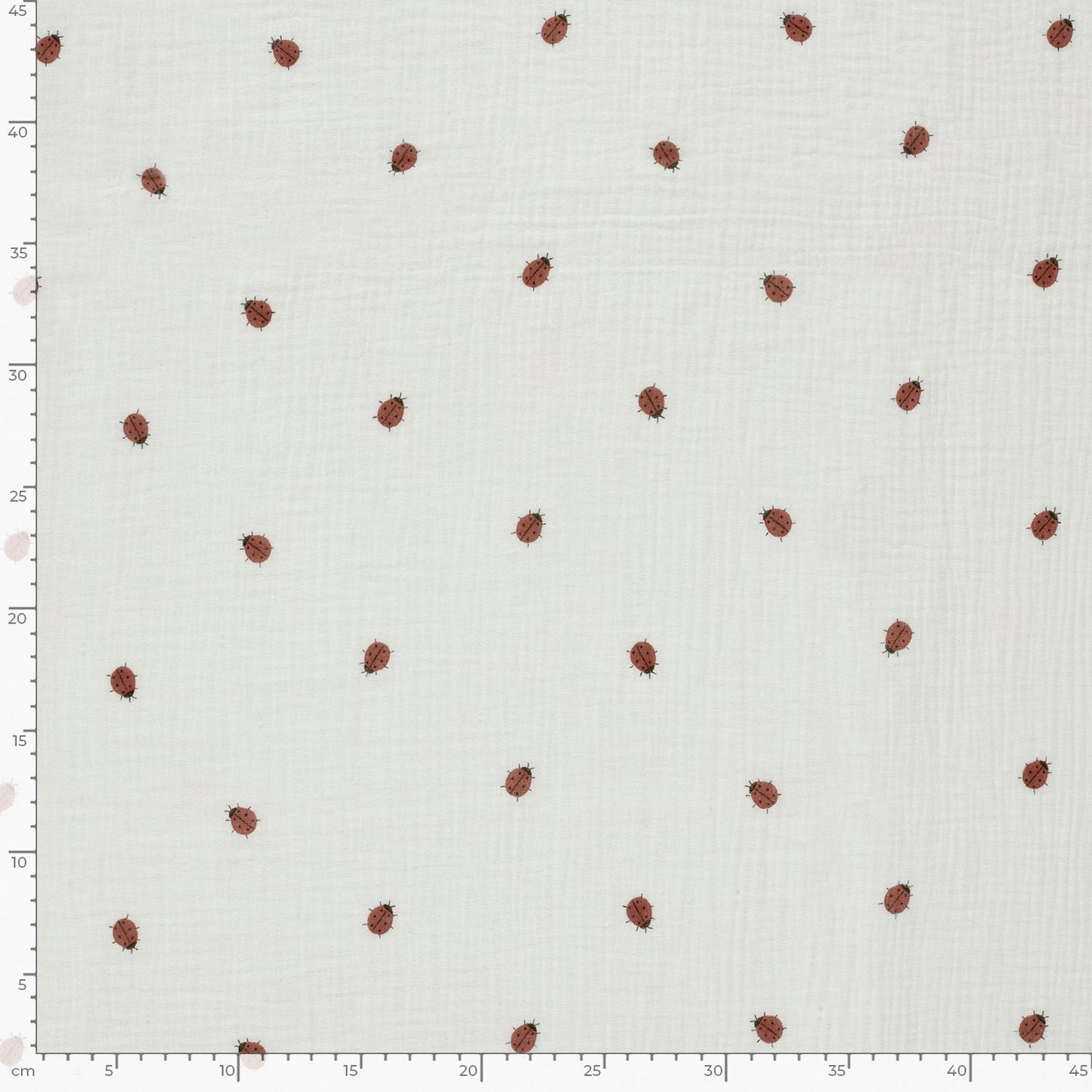 Muselina Bumbac Imprimeu Buburuze Off White