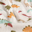 Muselina Bumbac Imprimeu Dinozauri Off White