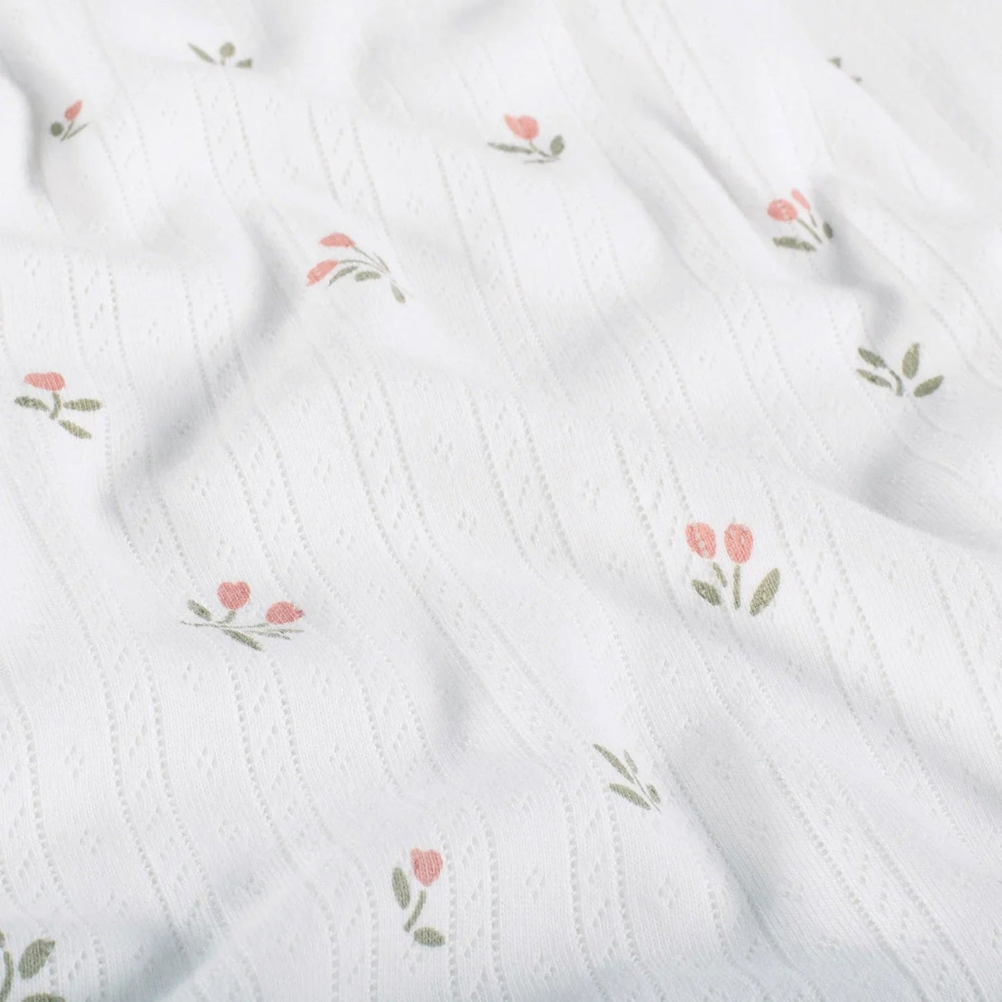 Jerse Bumbac Pointelle Flori Off White