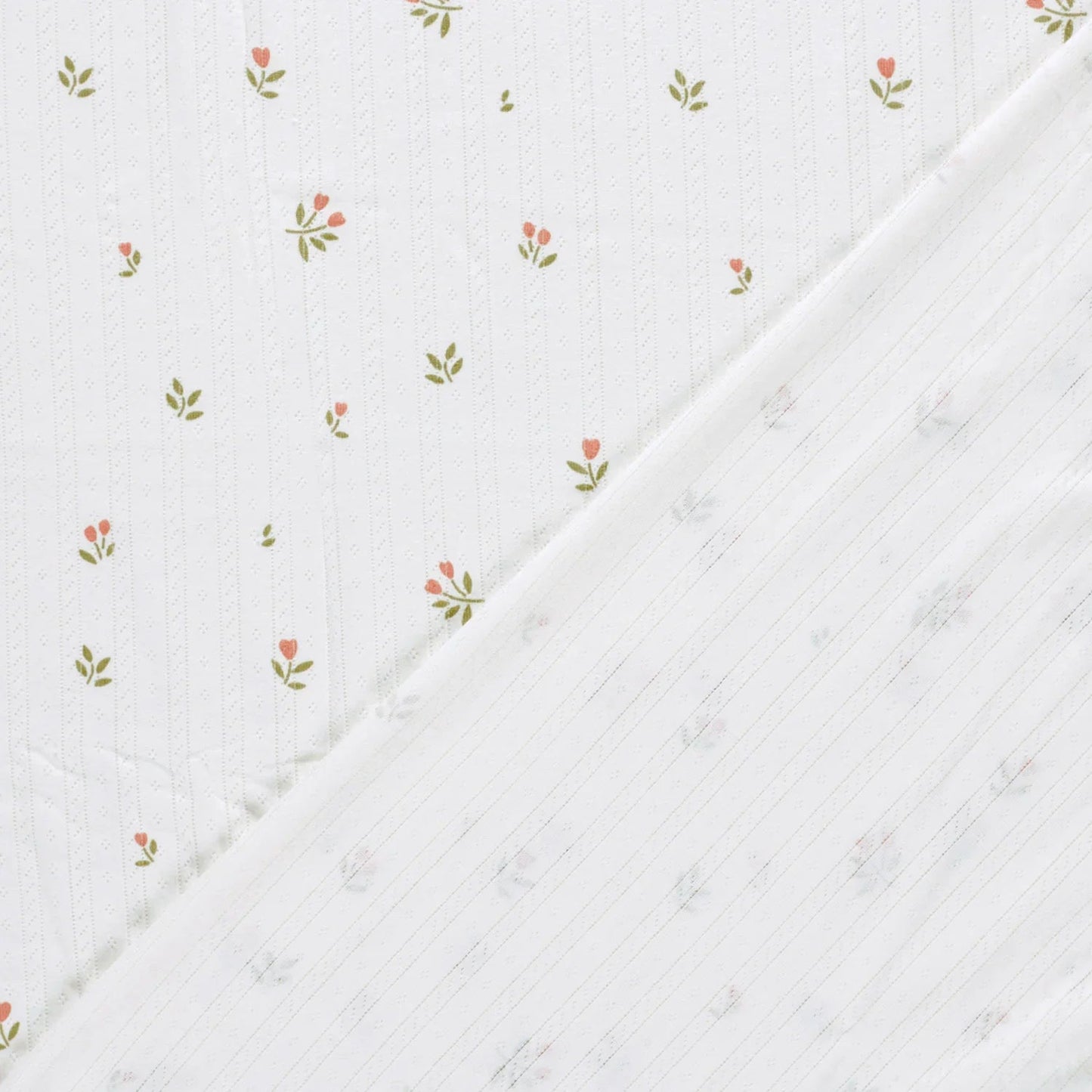 Jerse Bumbac Pointelle Flori Off White