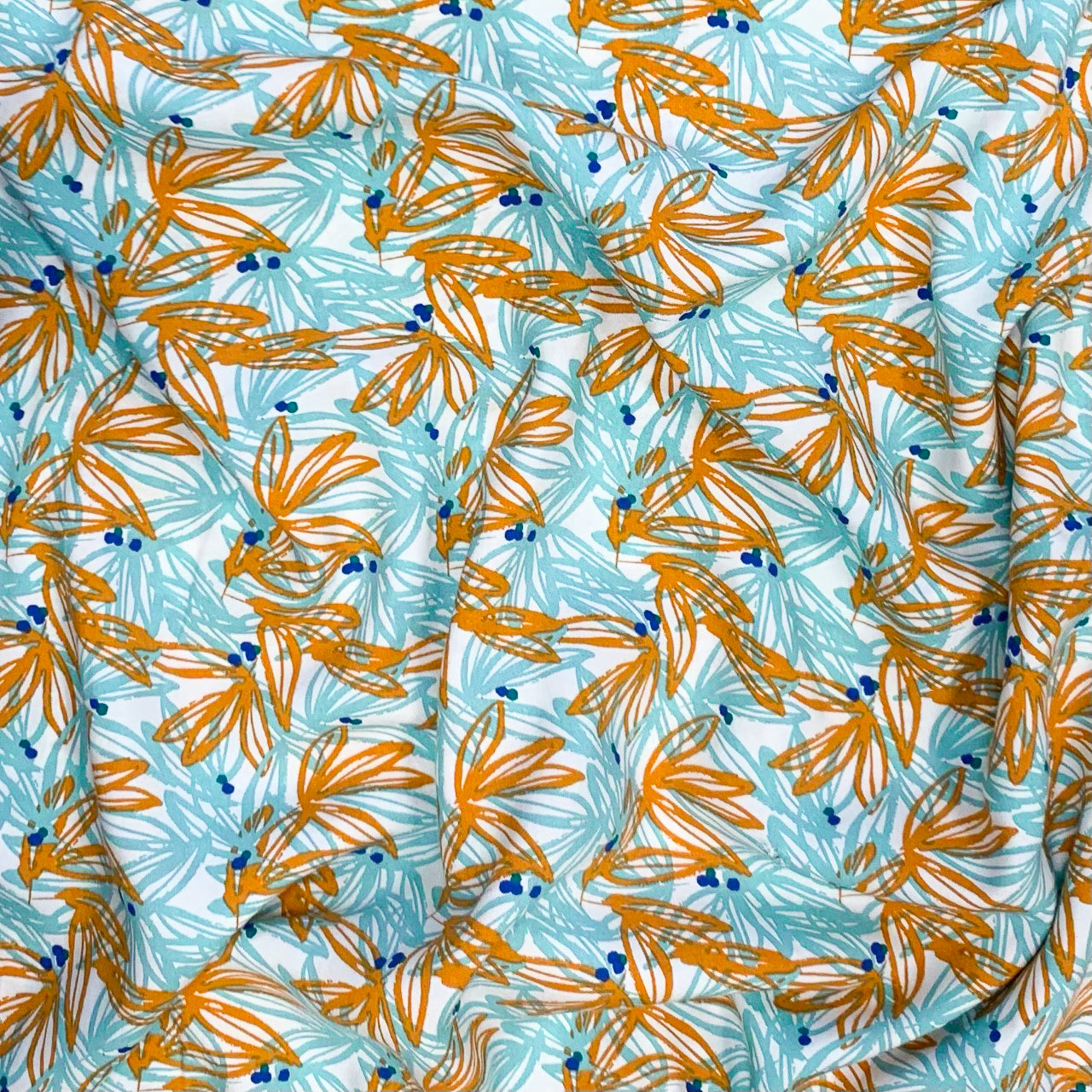 Vascoza Imprimata Floral Abstract Portocaliu/Albastru
