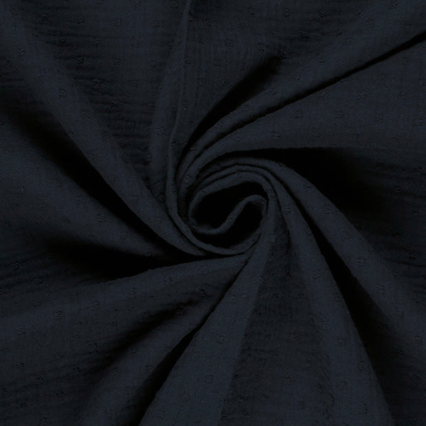 Muselina Dubla Dobby Dots Navy