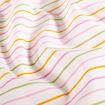 Poplin Bumbac Imprimat Stripes Off-White