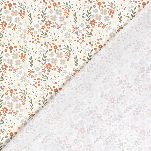 Poplin Bumbac Imprimat Flowers Off White
