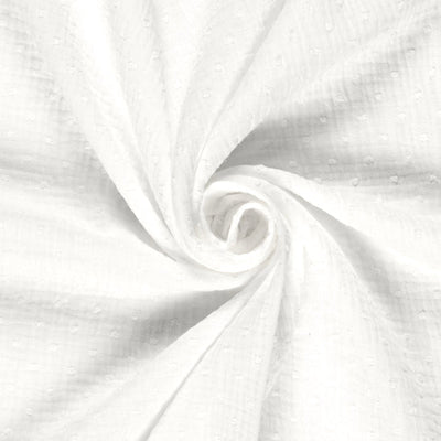 Muselina Dubla Dobby Dots Off White