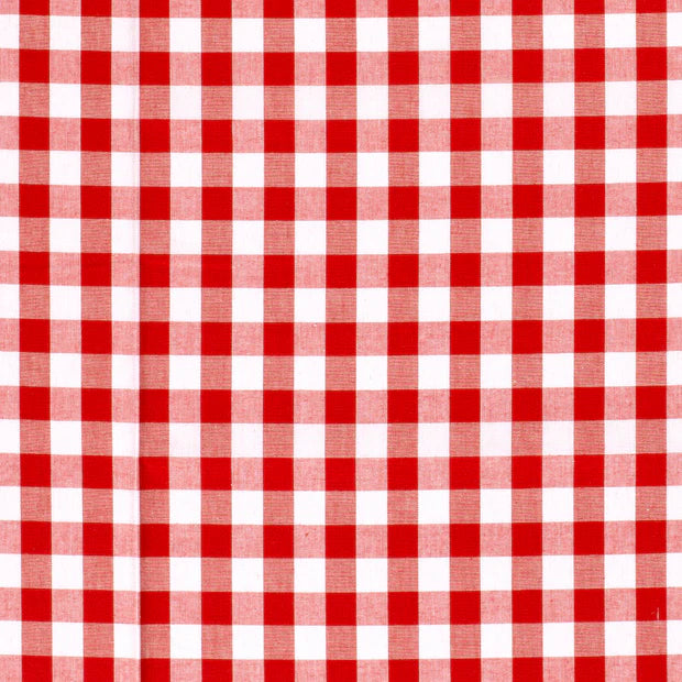 Poplin Bumbac Gingham Red 10 mm