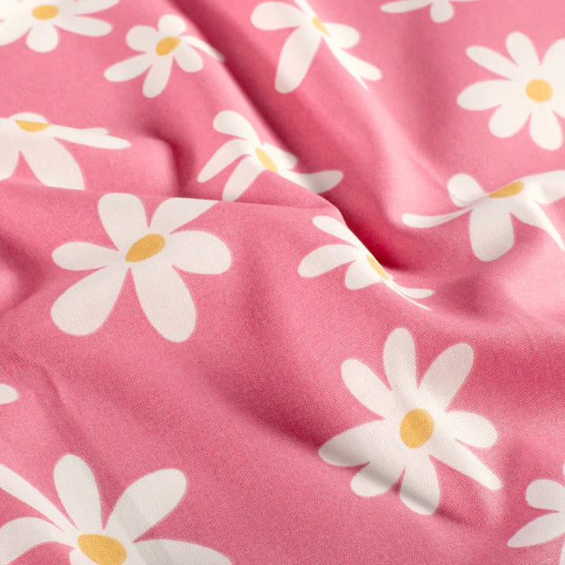 Poplin Bumbac Imprimat Flowers Pink
