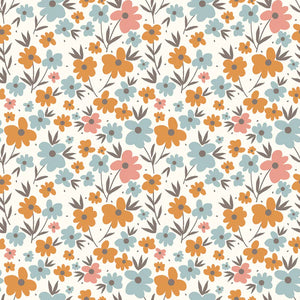 Poplin Bumbac Imprimat Flowers Off White