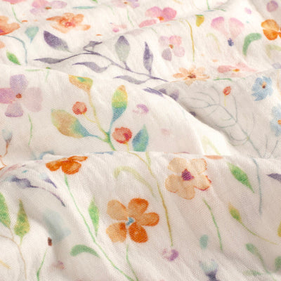 Muselina Dubla Imprimata Flowers Off White