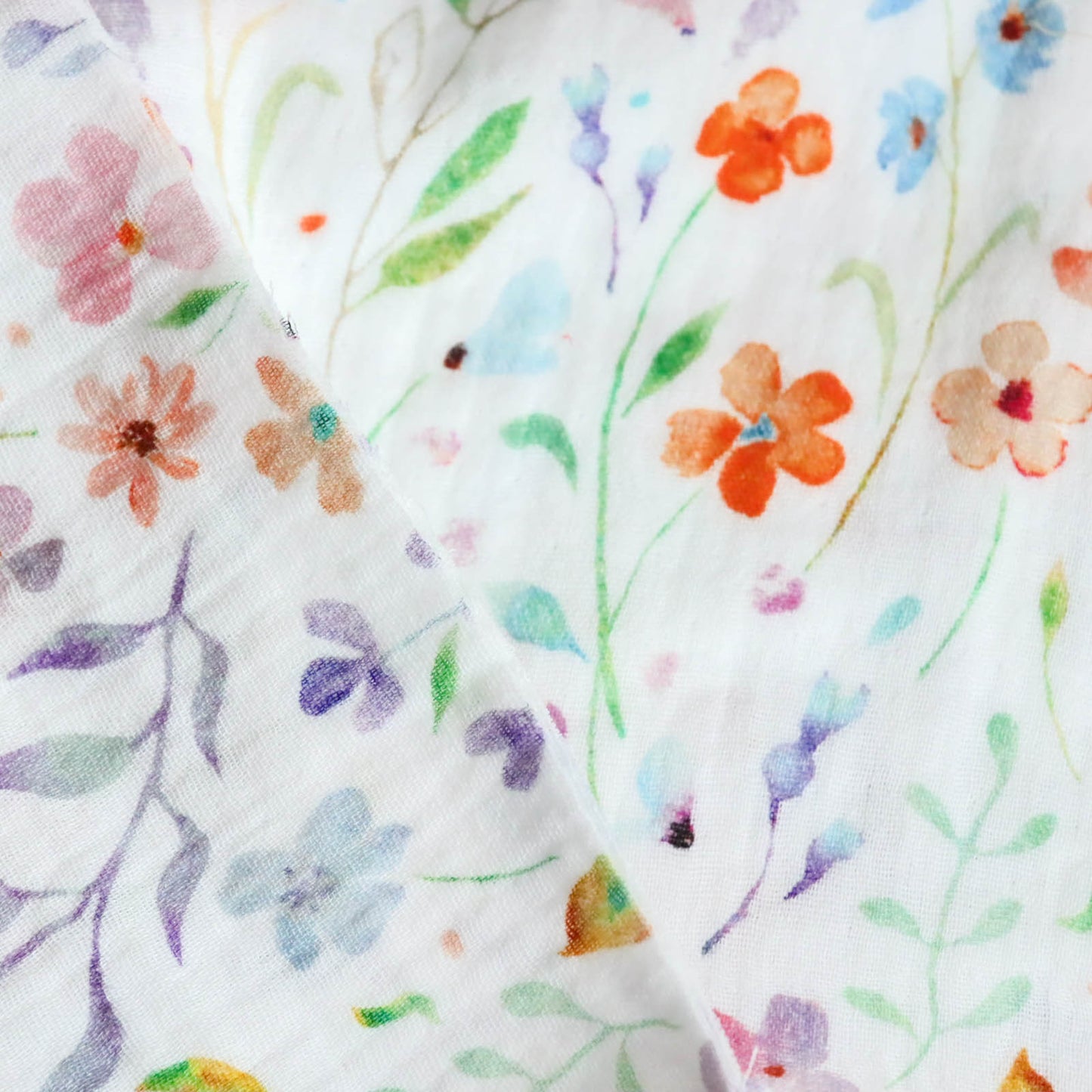 Muselina Imprimata Floral Alb Murdar