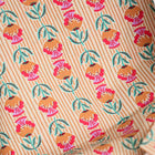 Bumbac Imprimat Flori Folk Portocaliu / Fuchsia