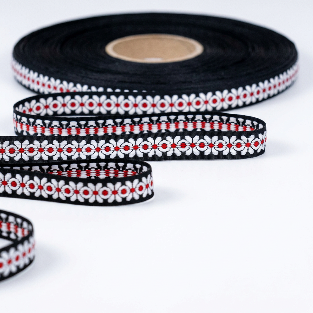 Banda Motive Traditionale 20 mm - Negru / Alb