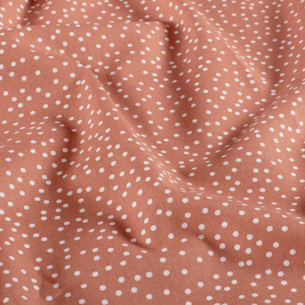 Poplin Bumbac Imprimat Dots Brique
