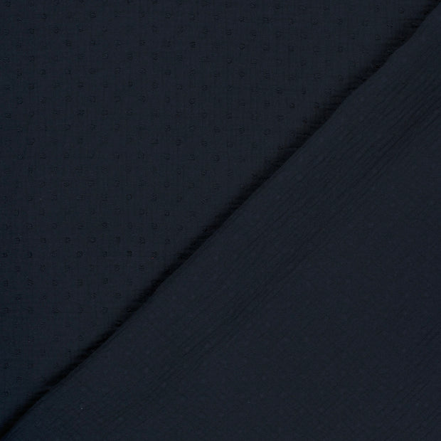 Muselina Dubla Dobby Dots Navy