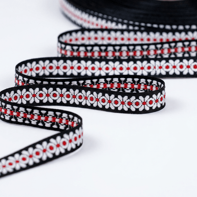 Banda Motive Traditionale 20 mm - Negru / Alb - Lametru.ro - Benzi Motive Traditionale