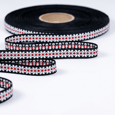 Banda Motive Traditionale 20 mm - Negru / Alb - Lametru.ro - Benzi Motive Traditionale