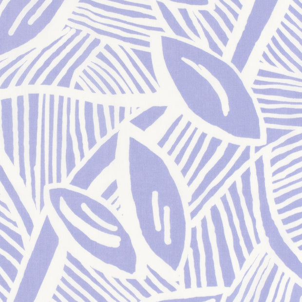 Bumbac Satinat Imprimat Leaves Lila