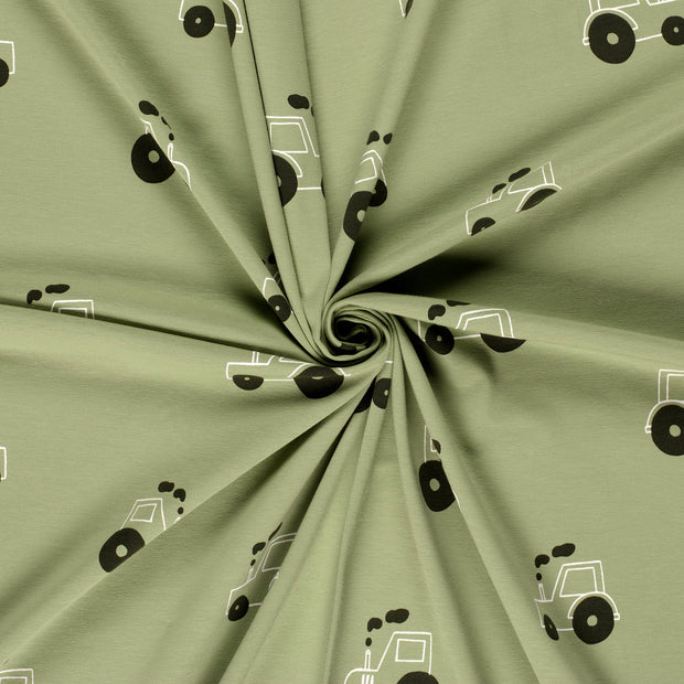 Jerse Bumbac Imprimat Tractors Olive Green