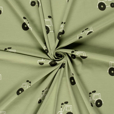 Jerse Bumbac Imprimat Tractors Olive Green