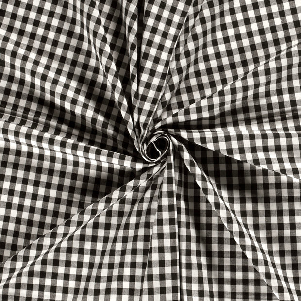 Poplin Bumbac Gingham Black 5 mm