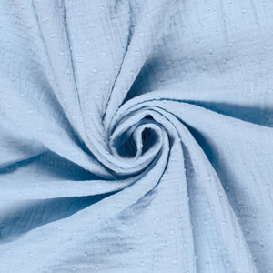 Muselina Dubla Dobby Dots Light Blue