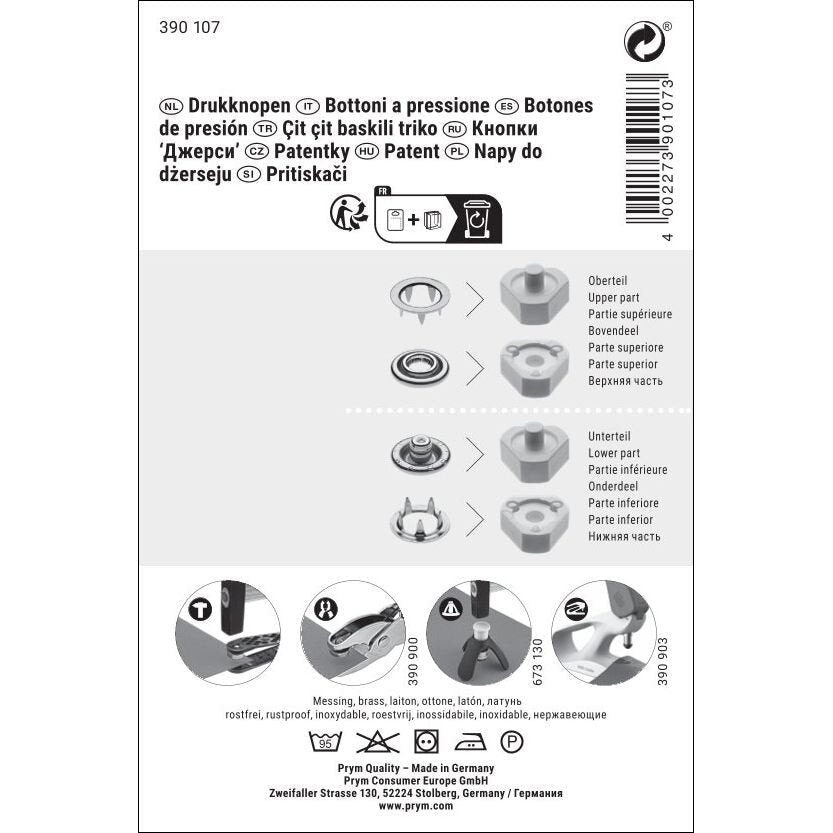 Capse Jersey Prym 10 mm - 10 buc - Lametru.ro - Accesorii de cusut