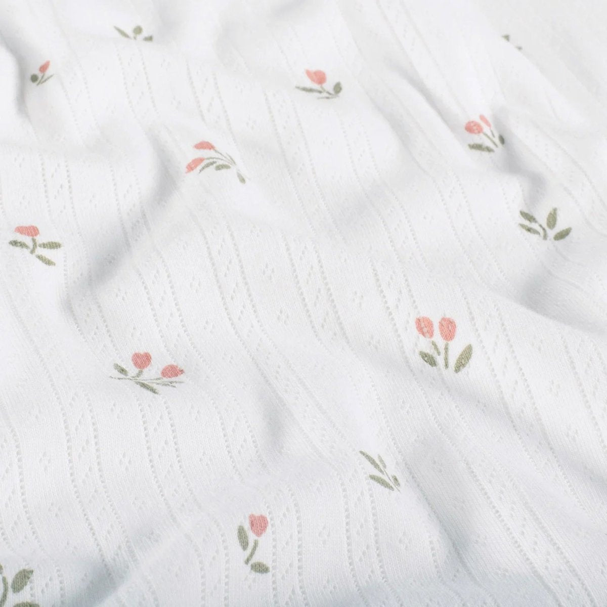 Cotton Jersey Pointelle Flowers Off White - Lametru.ro