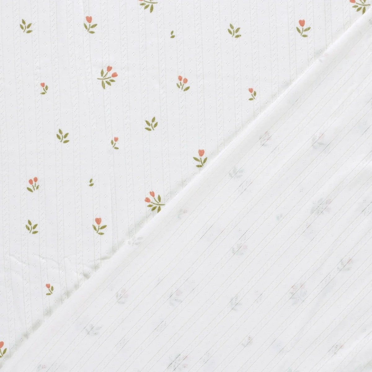 Cotton Jersey Pointelle Flowers Off White - Lametru.ro