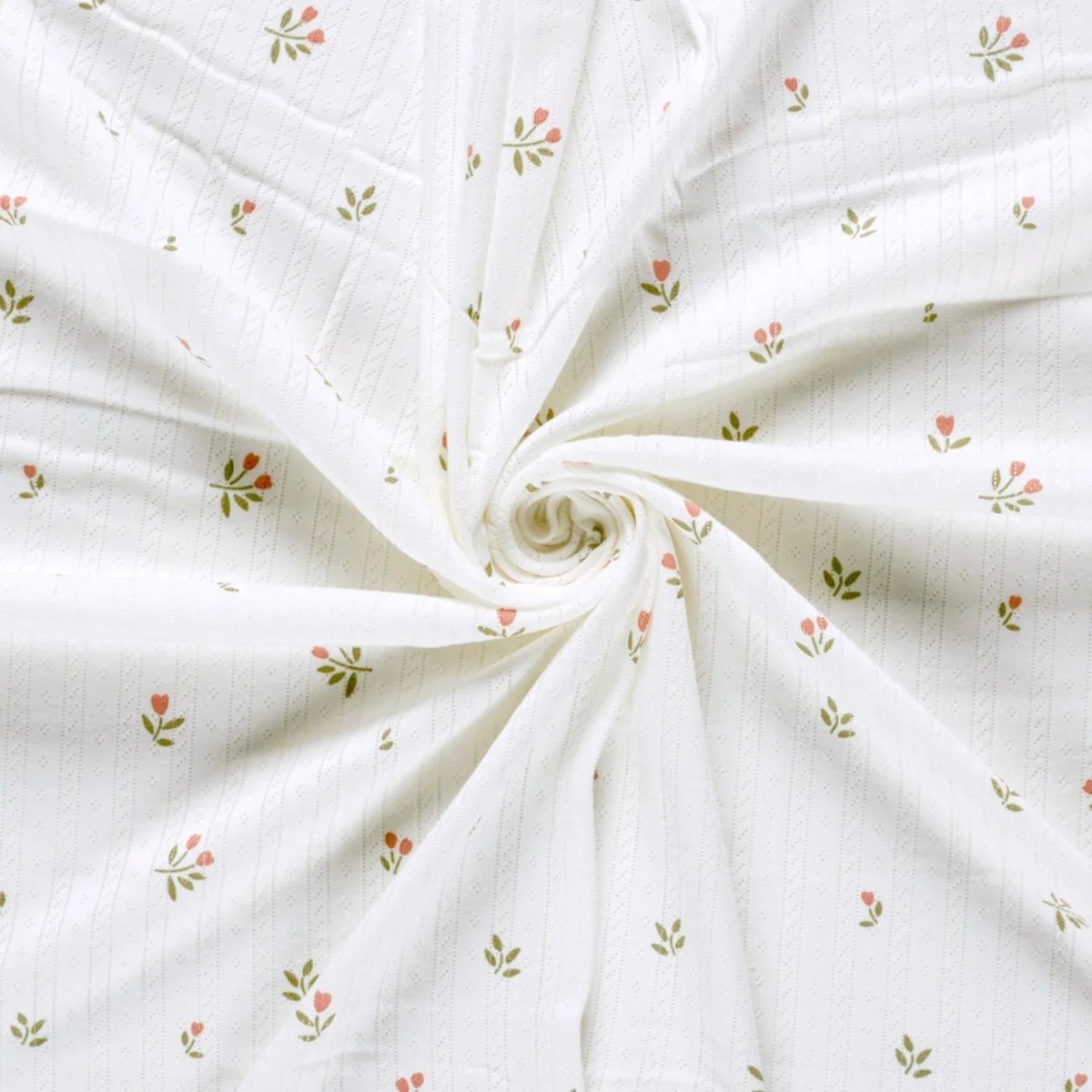 Cotton Jersey Pointelle Flowers Off White - Lametru.ro
