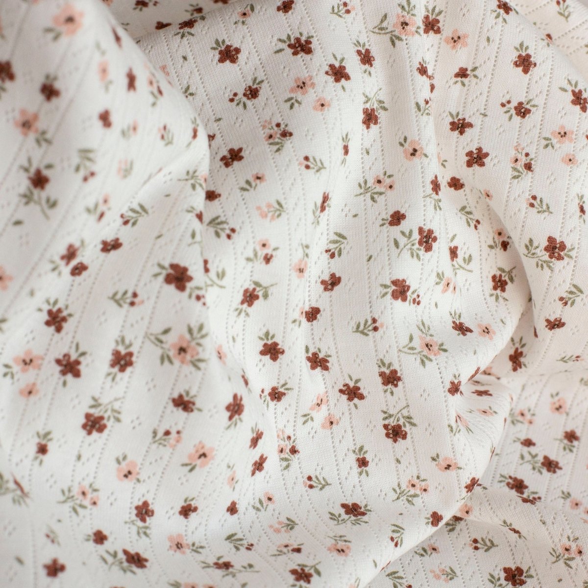 Cotton Jersey Pointelle Small Flowers Off White - Lametru.ro