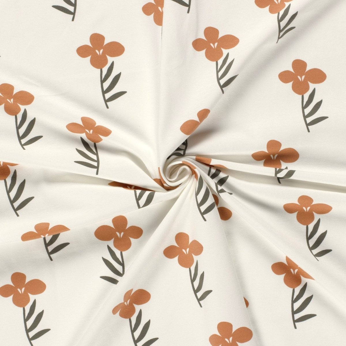 Cotton Jersey Printed Big Flowers Off White - Lametru.ro