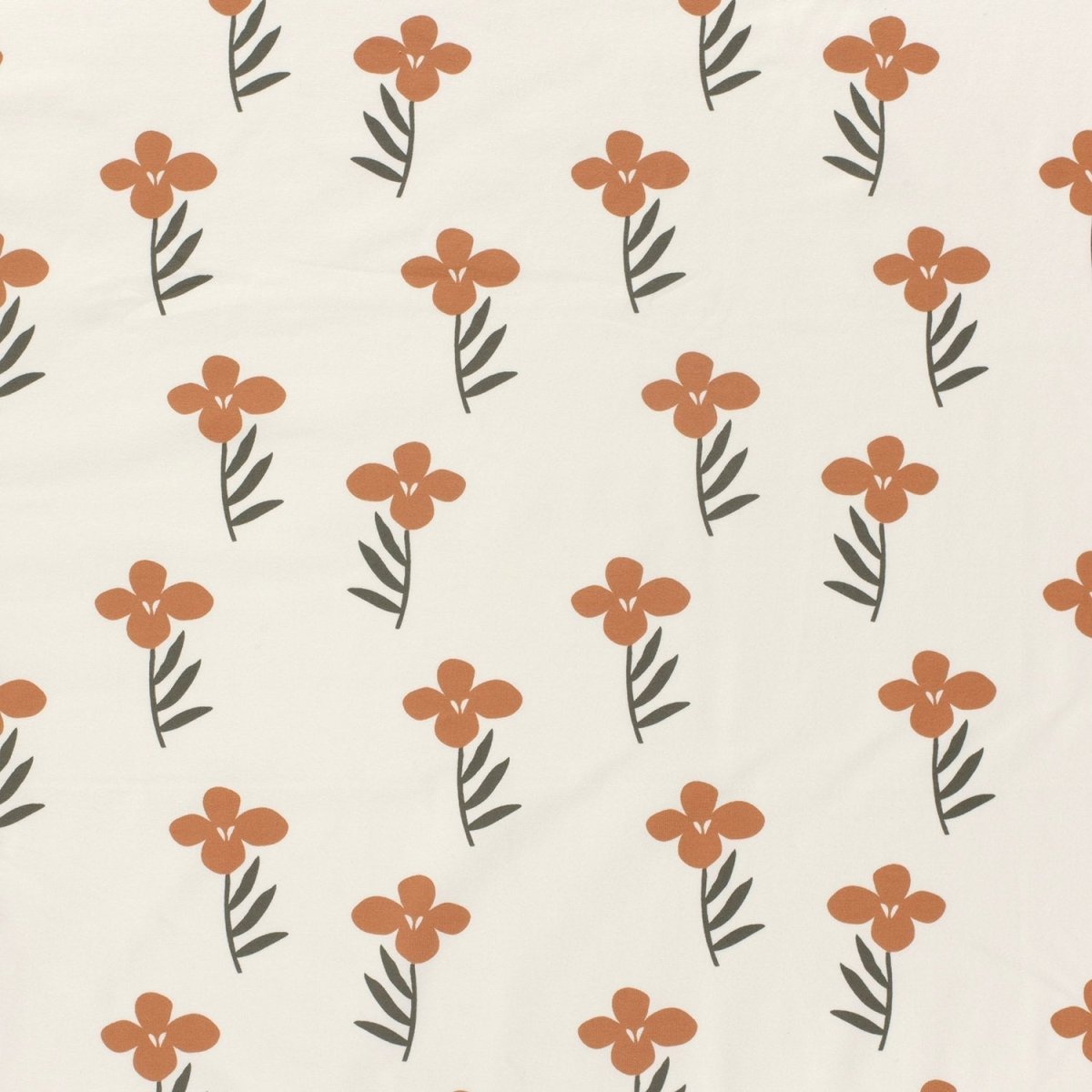 Cotton Jersey Printed Big Flowers Off White - Lametru.ro