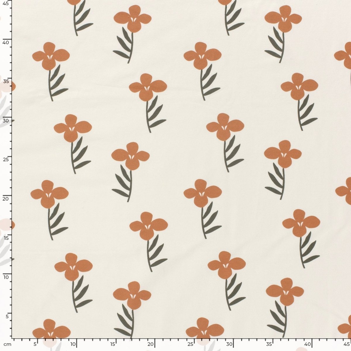 Cotton Jersey Printed Big Flowers Off White - Lametru.ro