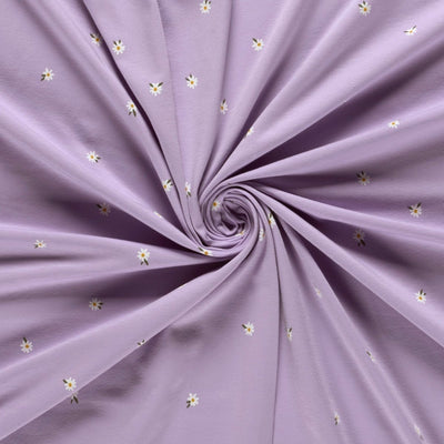 Cotton Jersey Printed Flowers Lila - Lametru.ro