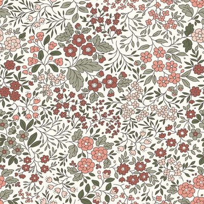 Cotton Jersey Printed Flowers Off White - Lametru.ro