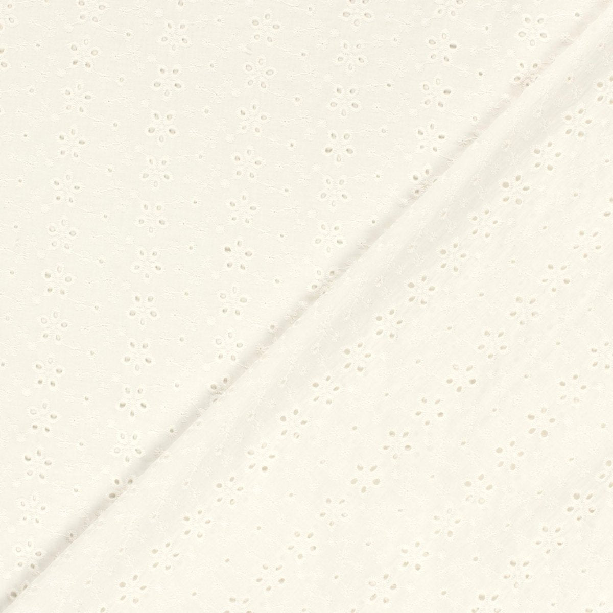 Cotton Poplin Embroidered Flowers Off White - Lametru.ro