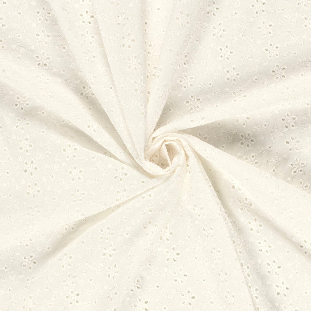 Cotton Poplin Embroidered Flowers Off White - Lametru.ro