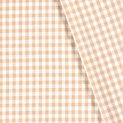 Cotton Poplin Gingham Camel 10 mm - Lametru.ro