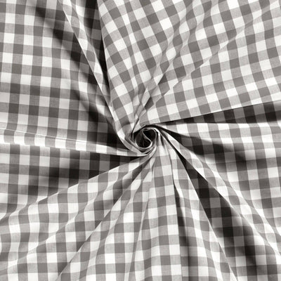 Cotton Poplin Gingham Dark Grey 20 mm - Lametru.ro