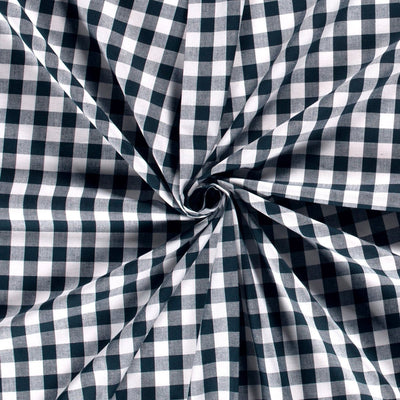 Cotton Poplin Gingham Navy 20 mm - Lametru.ro