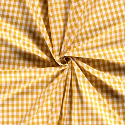 Cotton Poplin Gingham Ochre 10 mm - Lametru.ro