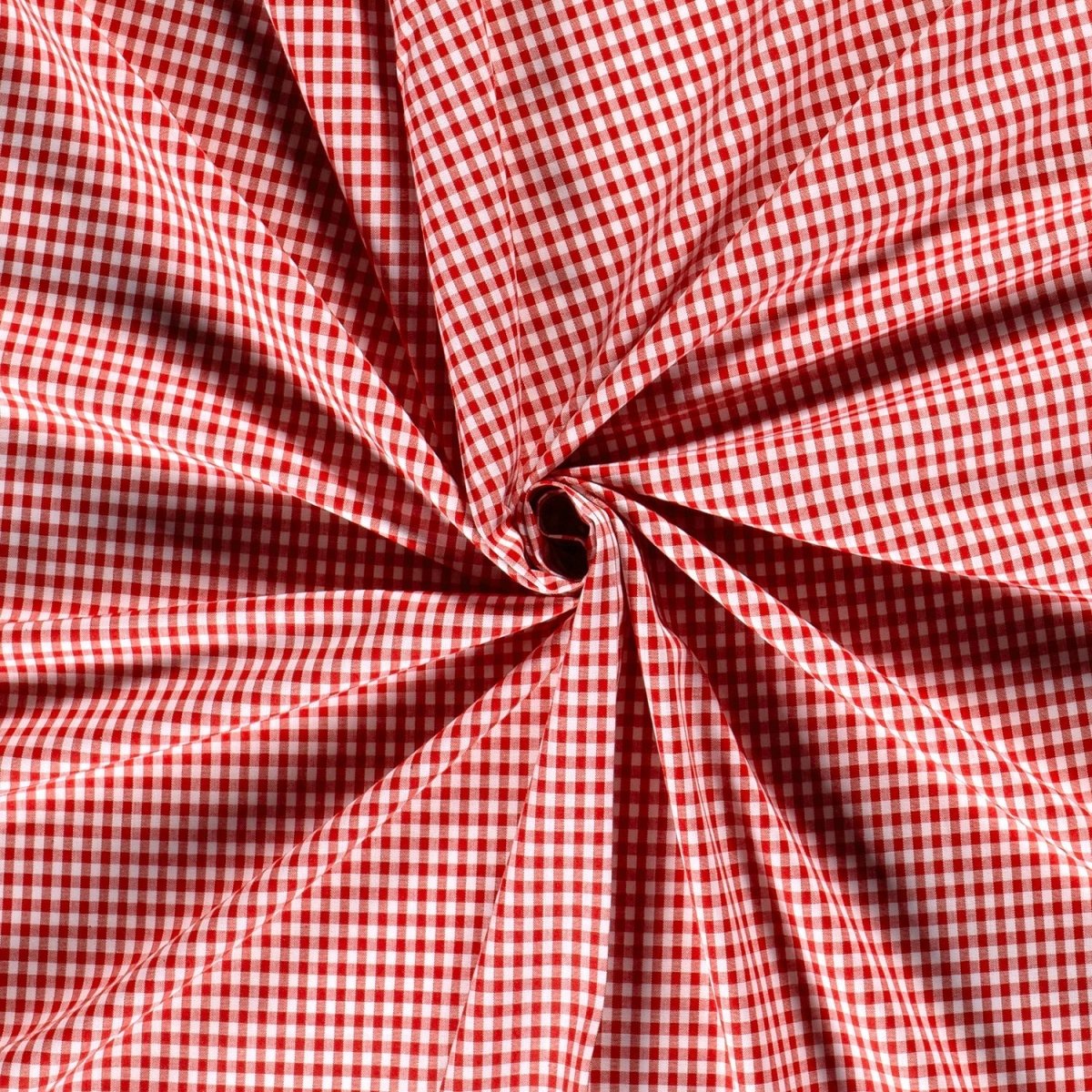Cotton Poplin Gingham Red 5 mm - Lametru.ro